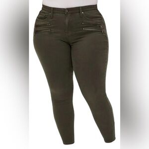 NWT Torrid Olive Multi Zip Sky High Skinny Jeans XT